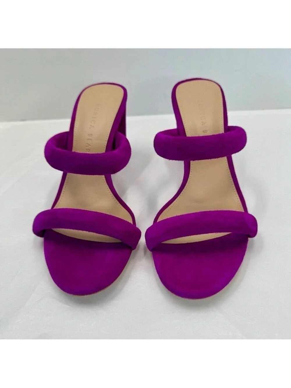 Veronica Beard Gauley Suede Mules Heel Sandals in Raspberry Womens 6.5